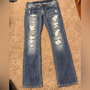 Silver  Straight Leg Blue Jeans